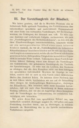 III. Der Vorstellungskreis der Blindheit