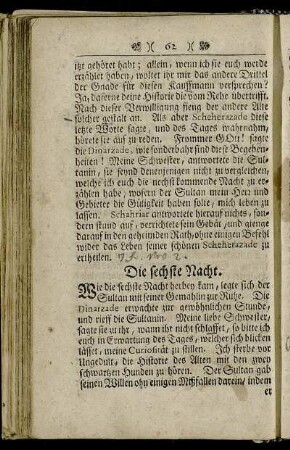 Die sechste Nacht.