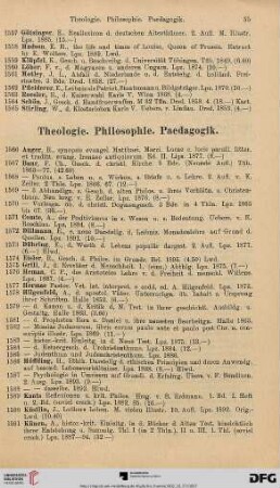 Theologie. Philosophie. Paedagogik (Nr. 1566-1752)