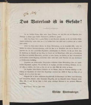 Das Vaterland ist in Gefahr!