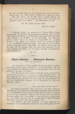 Allerlei Schwarzes — Afrikanische Miszellen