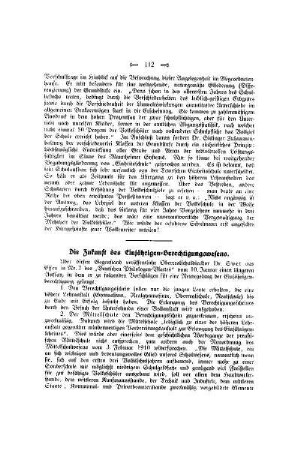 Die Zukunft des Einjährigen-Berechtigungswesens