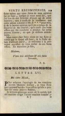 Lettre XVI. Ma chère Miladi, ...