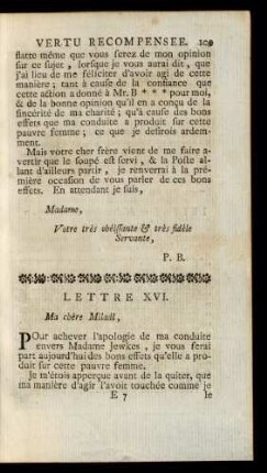 Lettre XVI. Ma chère Miladi, ...