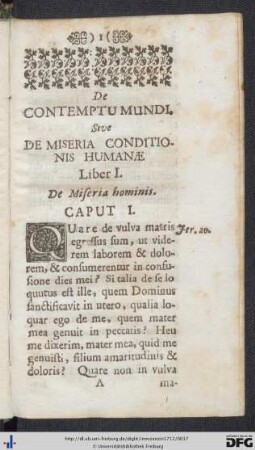 Liber I. De Miseria hominis.