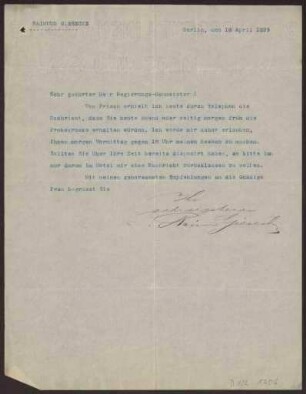 Schreiben an Hermann Muthesius (Brief)