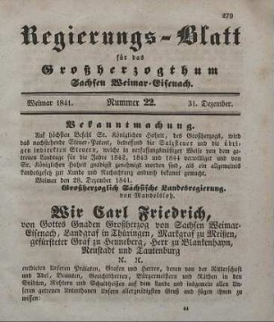 Nr. 22 : 31. Dezember 1841