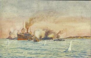 Die Engländer landen im Feuer der türkischen Geschütze Truppen auf Gallipoli [R]