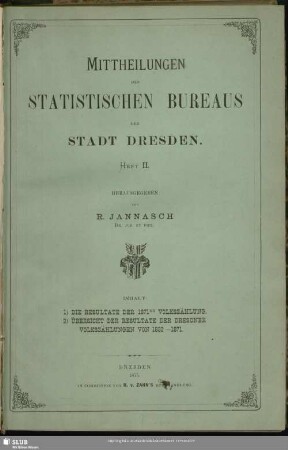 2.1875: Mittheilungen des Statistischen Bureaus der Stadt Dresden