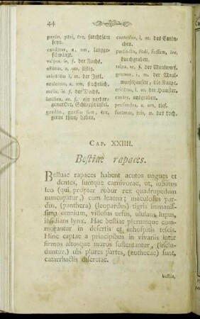 Cap. XXIIII. Bestiae rapaces. - Cap. XXXVII. Hortorum cultura.