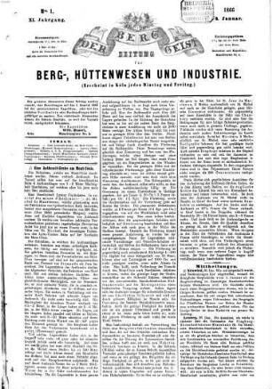 Der Berggeist : Zeitung für Berg-, Hüttenwesen u. Industrie, 11. 1866