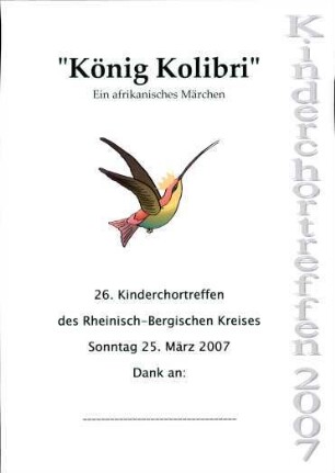 Urkunde über die Teilnahme am 26. Kinderchortreffen des Rheinisch-Bergischen Kreises
