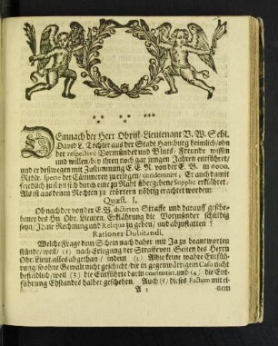 Demnach der Herr Obrist-Lieutenant V. W. Sehl. David L. Tochter ...