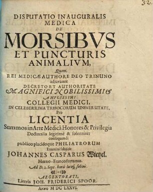 Disputatio Inauguralis Medica De Morsibus Et Puncturis Animalium