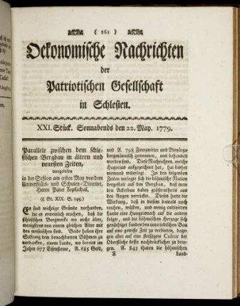 XXI. Stück. Sonnabends den 22 May. 1779.