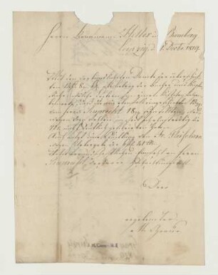Brief von Johann Gottlob Wilhelm Grau an Joseph Heller
