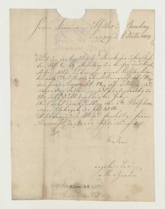 Brief von Johann Gottlob Wilhelm Grau an Joseph Heller