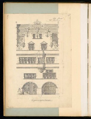 Einfamilienhaus Monatskonkurrenz Dezember 1898: Aufriss Vorderansicht (Straßenseite); Maßstabsleiste