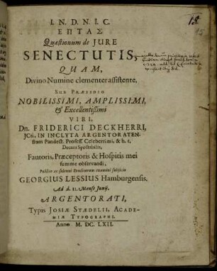 Heptas Quaestionum de Iure Senectutis