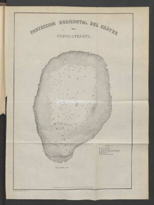 Proyeccion horizontal del cráter del Popocatepetel.