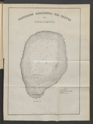 Proyeccion horizontal del cráter del Popocatepetel.