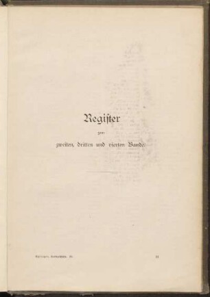 Register zum zweiten, dritten und vierten Bande.