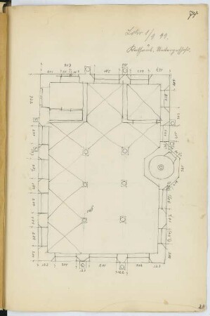 Rathaus, Lohr/Main: Grundriss EG (aus: Skizzen- und Fotoalbum 16)