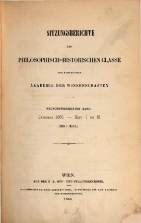 Sitzungsberichte. 49. 1865
