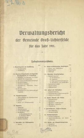 1911: Verwaltungsbericht der Gemeinde Berlin-Lichterfelde : für das Jahr ..