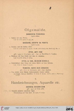 I. Ölgemälde (Nr. 1-5)