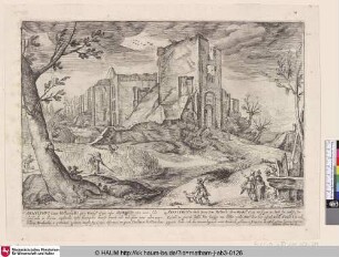 [Landschaft mit der Ruine des Schlosses Brederode; Landscape with the ruins of Brederode Castle]