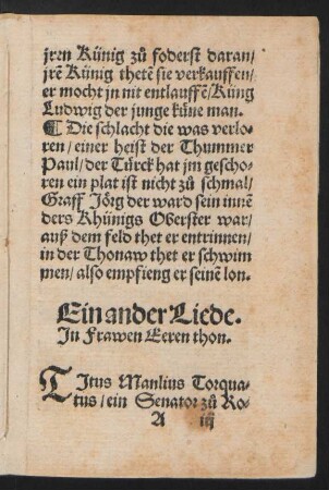 Ein ander Liede. || Jn Frawen Eeren thon. ||