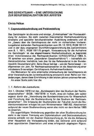 1-36, Das Gerichtsjahr - eine Untersuchung zur Berufssozialisation der Juristen
