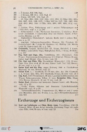 Erzherzoge und Erzherzoginnen (Nr. 615-667)