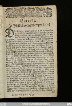 Vorrede. In Jesu hochgeehrtester Leser!
