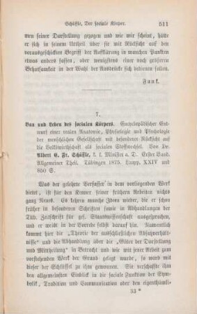 511-513 [Rezension] Schäffle, Albert, Bau und Leben des Socialen Körpers