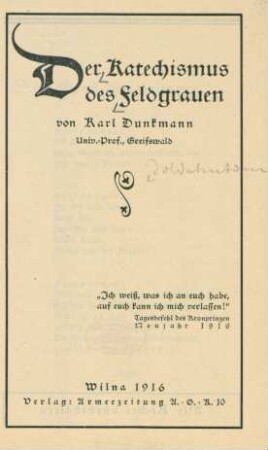 Der Katechismus des Feldgrauen