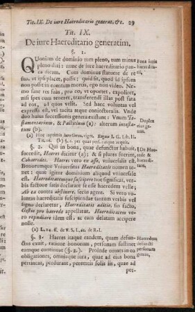 Tit. IX. De jure Haereditario generatim.