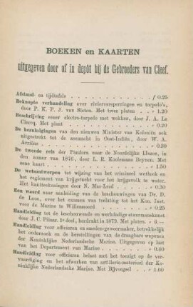 Boeken en Kaarten uitgegeven door of in depôt bij de Gebroeders van Cleef
