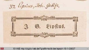 Exlibris des Johann Gottfried Lipsius