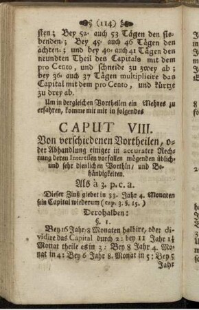 Caput VIII. Von verschiedenen Vortheilen,...