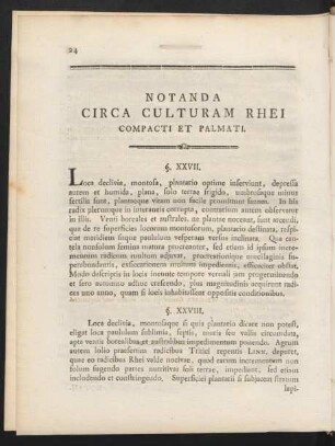 Notanda Circa Culturam Rhei ...