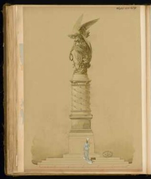 Gefallenendenkmal, Mühlhausen Monatskonkurrenz August 1878: Aufriss Vorderansicht; Maßstabsleiste