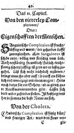 11. Kap. Von dem viererley Complexionen.