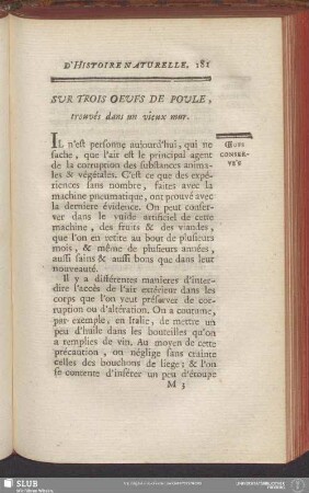 Sur Trois Oeufs De Poule, trouvés dans un vieux mur