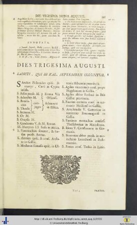 Dies Trigesima Augusti.