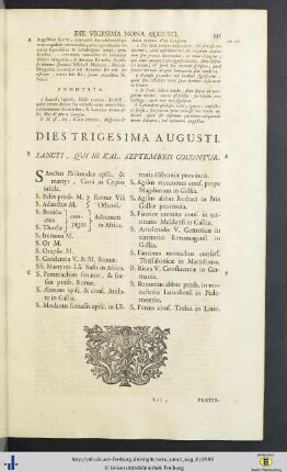 Dies Trigesima Augusti.