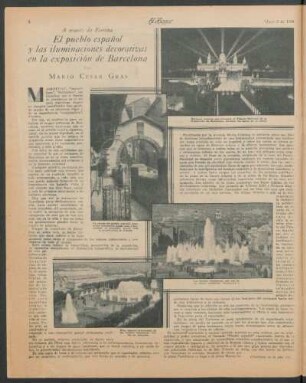 El pueblo español y las iluminaciones decorativas en la exposición de Barcelona : A través de Europa