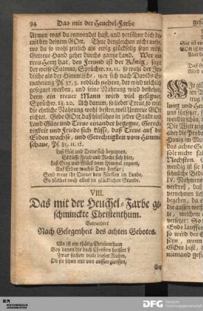 VIII. Das mit der Heuchel-Farbe geschminckte Christenthum.