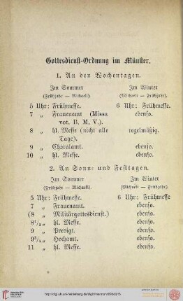 Gottesdienst-Ordnung im Münster
